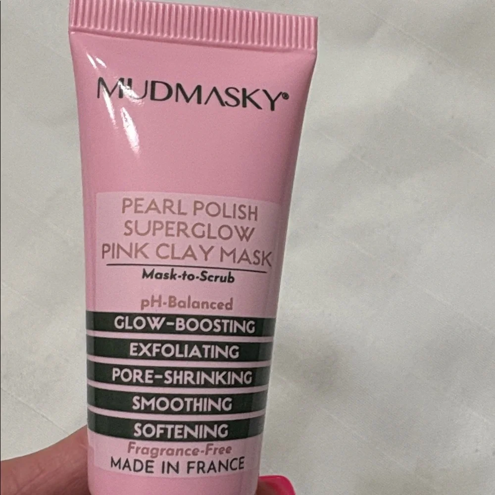 NWT MUDMASKY Pearl Polish Superglow Pink Clay Mask 15ml/ 0.5 fl oz